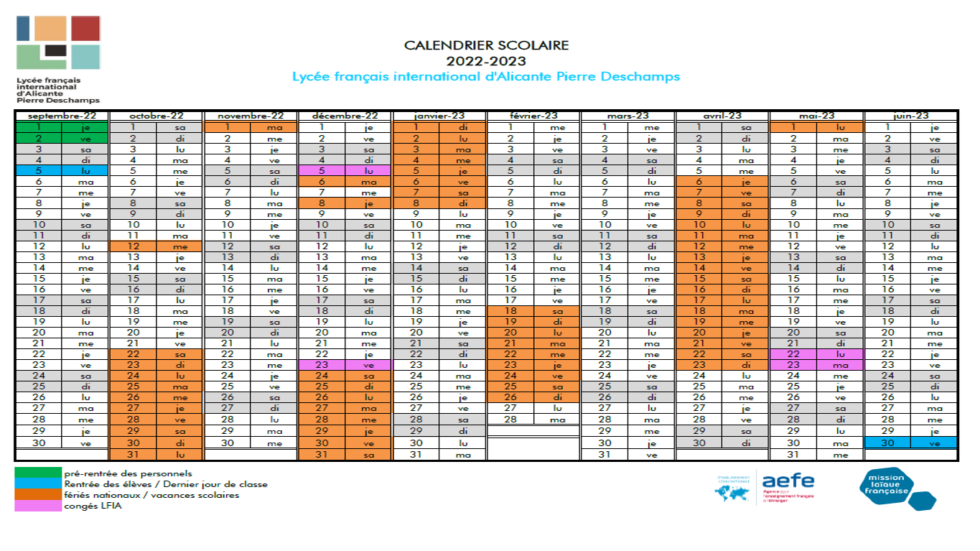 Calendrier - Liceo