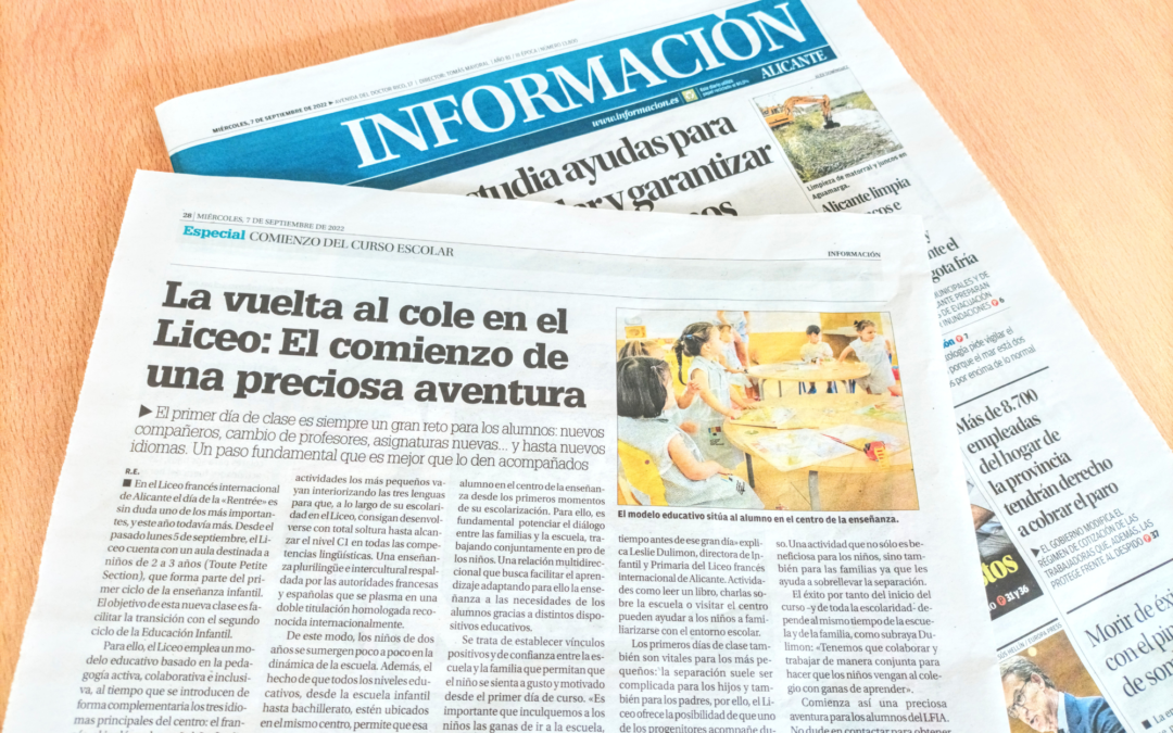 Le Lycée ouvre une nouvelle classe pour les enfants de 2 à 3 ans, dans le Journal « Información »